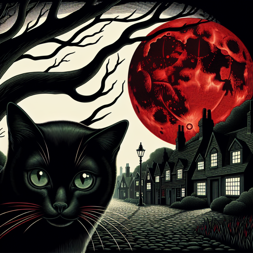 black cats and red moons